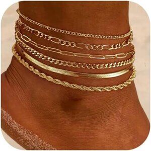 Anklets for Women 14K Real Gold Silver Plated Ankle Bracelets Trendy